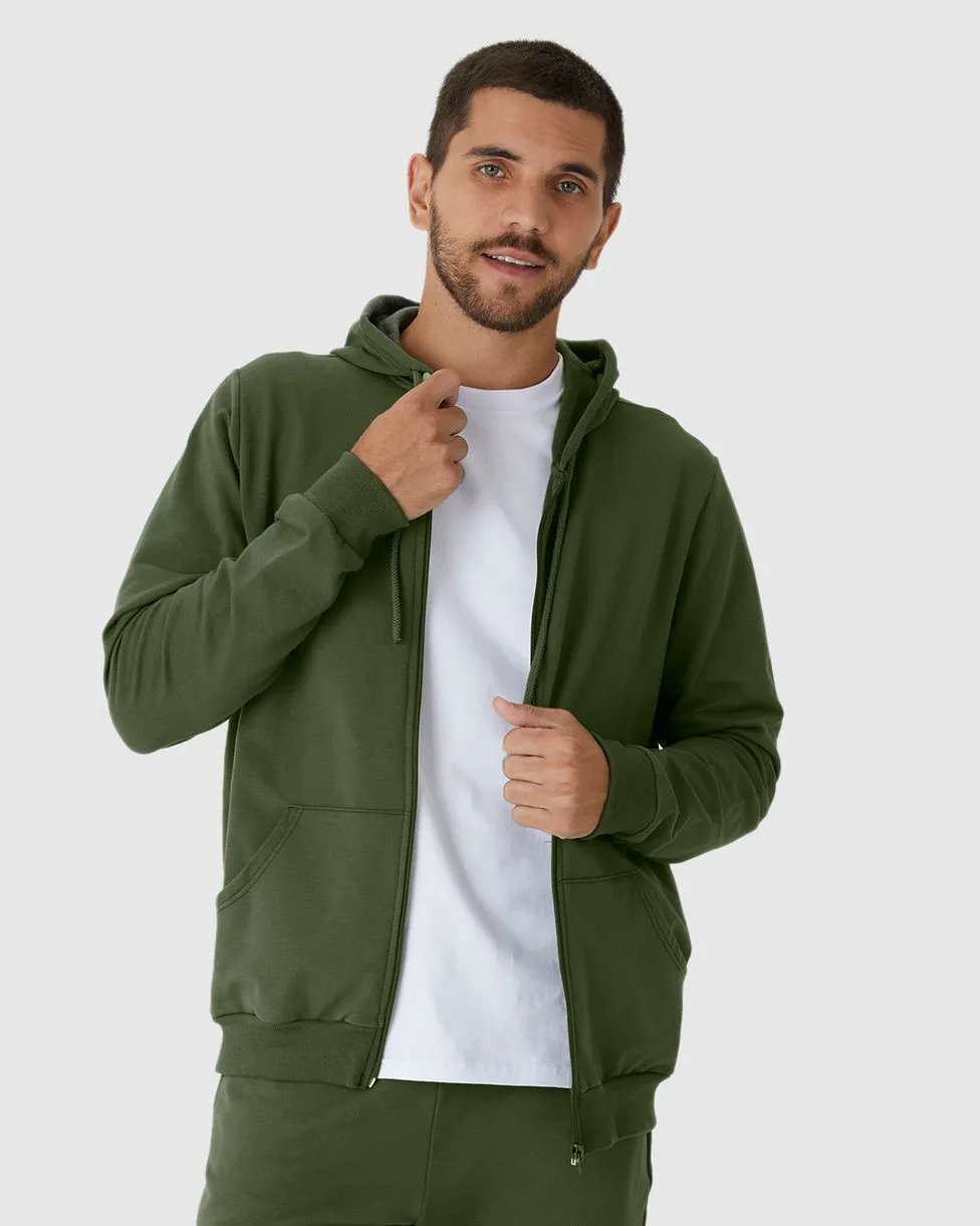 Jaqueta Básica Masculina Com Capuz Em Moletom Flanelado - Imagem 2