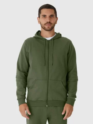 Jaqueta Básica Masculina Com Capuz Em Moletom Flanelado