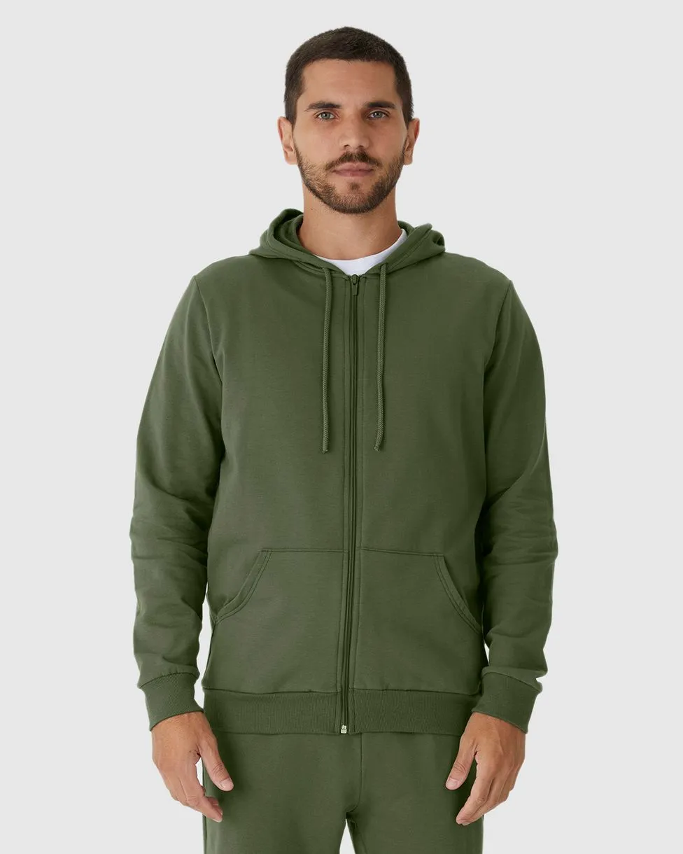 Jaqueta Básica Masculina Com Capuz Em Moletom Flanelado