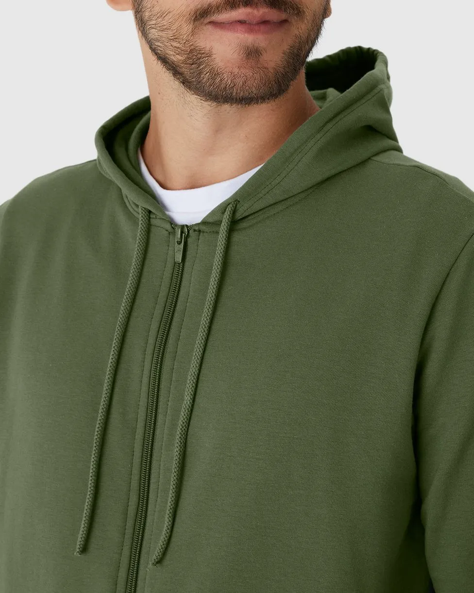 Jaqueta Básica Masculina Com Capuz Em Moletom Flanelado - Imagem 3
