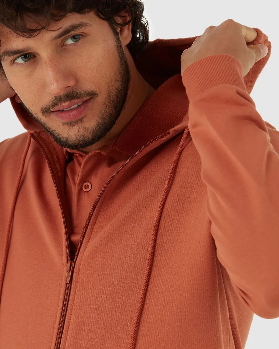 Jaqueta Básica Masculina Com Capuz Em Moletom Flanelado - Imagem 5