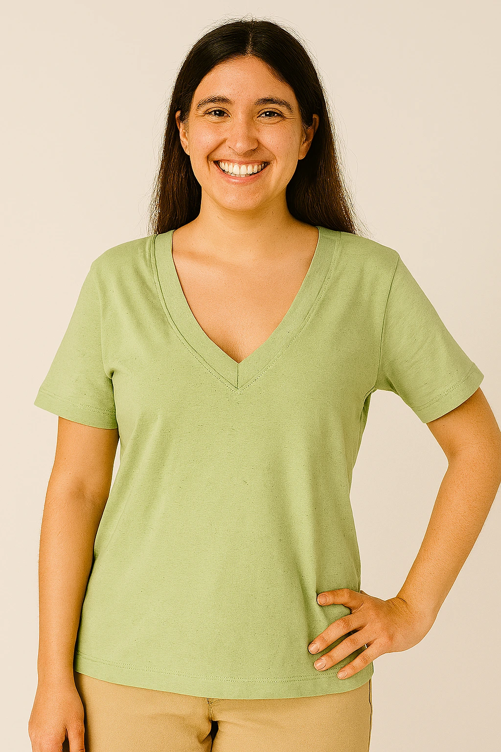 Camiseta Feminina Gola V Verde