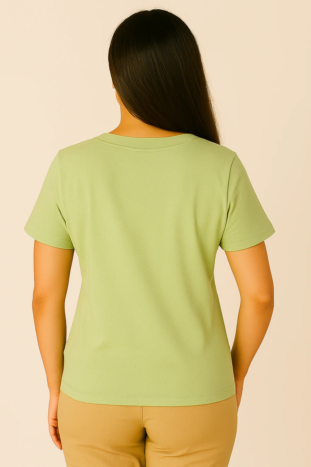 Camiseta Feminina Gola V Verde - Imagem 3