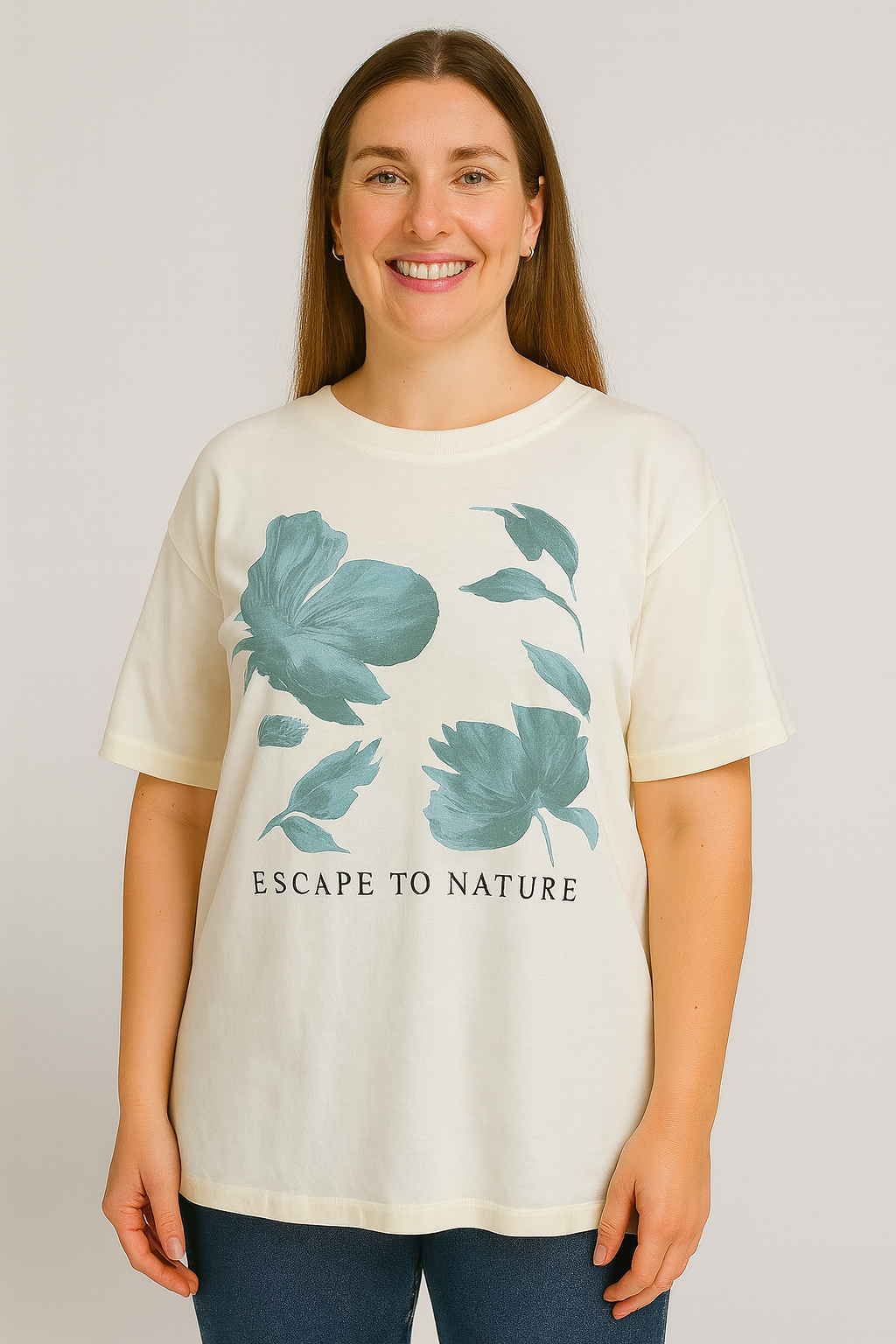 Camiseta Feminina Estampada “Escape to Nature” – Leveza e Inspiração para o Dia a Dia
