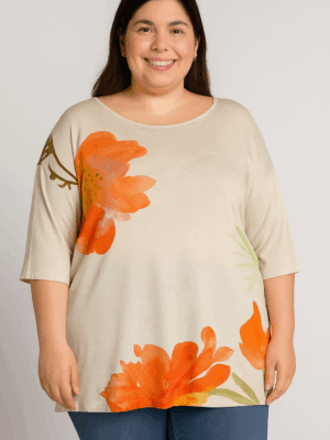 Blusa Feminina Plus Size com Estampa Floral – Leveza e Elegância para o Dia a Dia