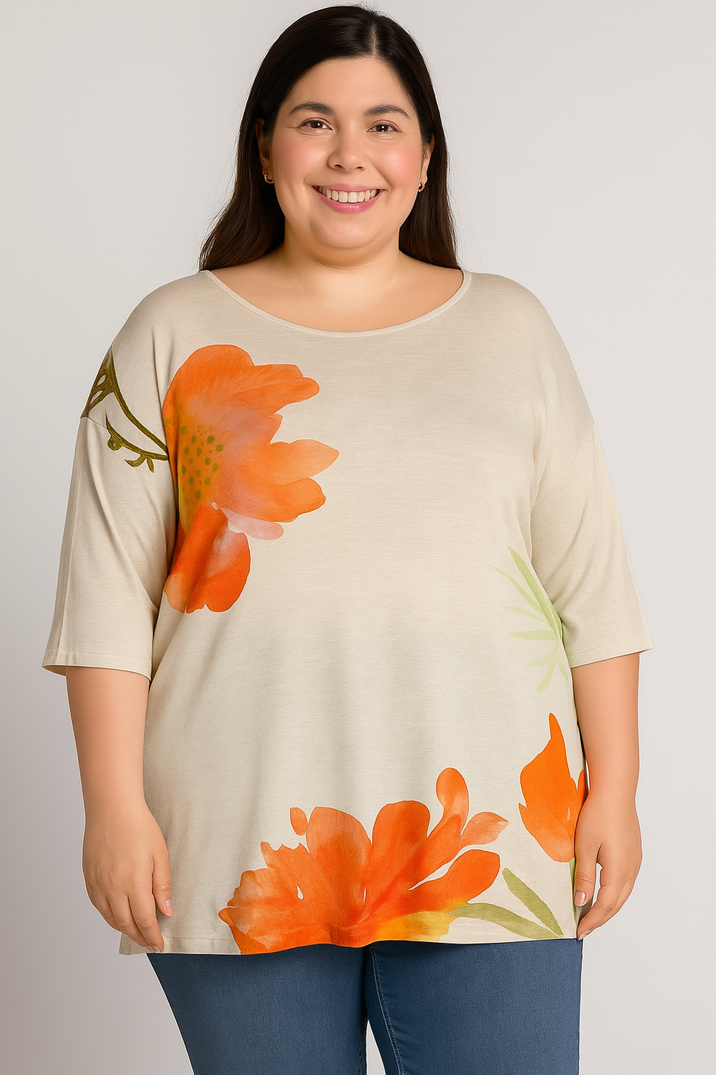 Blusa Feminina Plus Size com Estampa Floral – Leveza e Elegância para o Dia a Dia