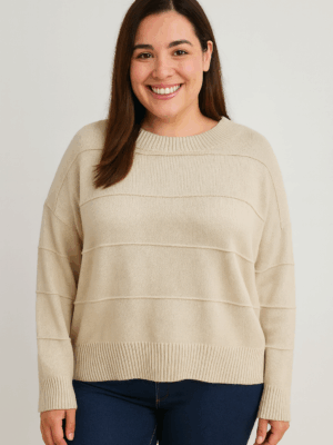 Suéter Feminino Bege com Textura – Elegância e Conforto em uma Peça Versátil