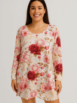 Pijama Feminino Longo Floral – Toque Suave e Estilo Romântico para suas Noites