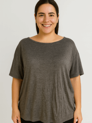 Camiseta Feminina Básica Cinza – Conforto e Estilo no Dia a Dia