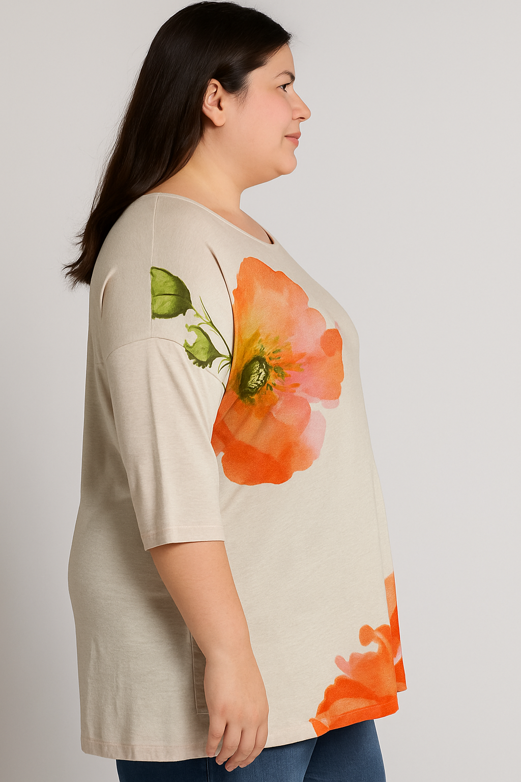 Blusa Feminina Plus Size com Estampa Floral – Leveza e Elegância para o Dia a Dia - Imagem 3