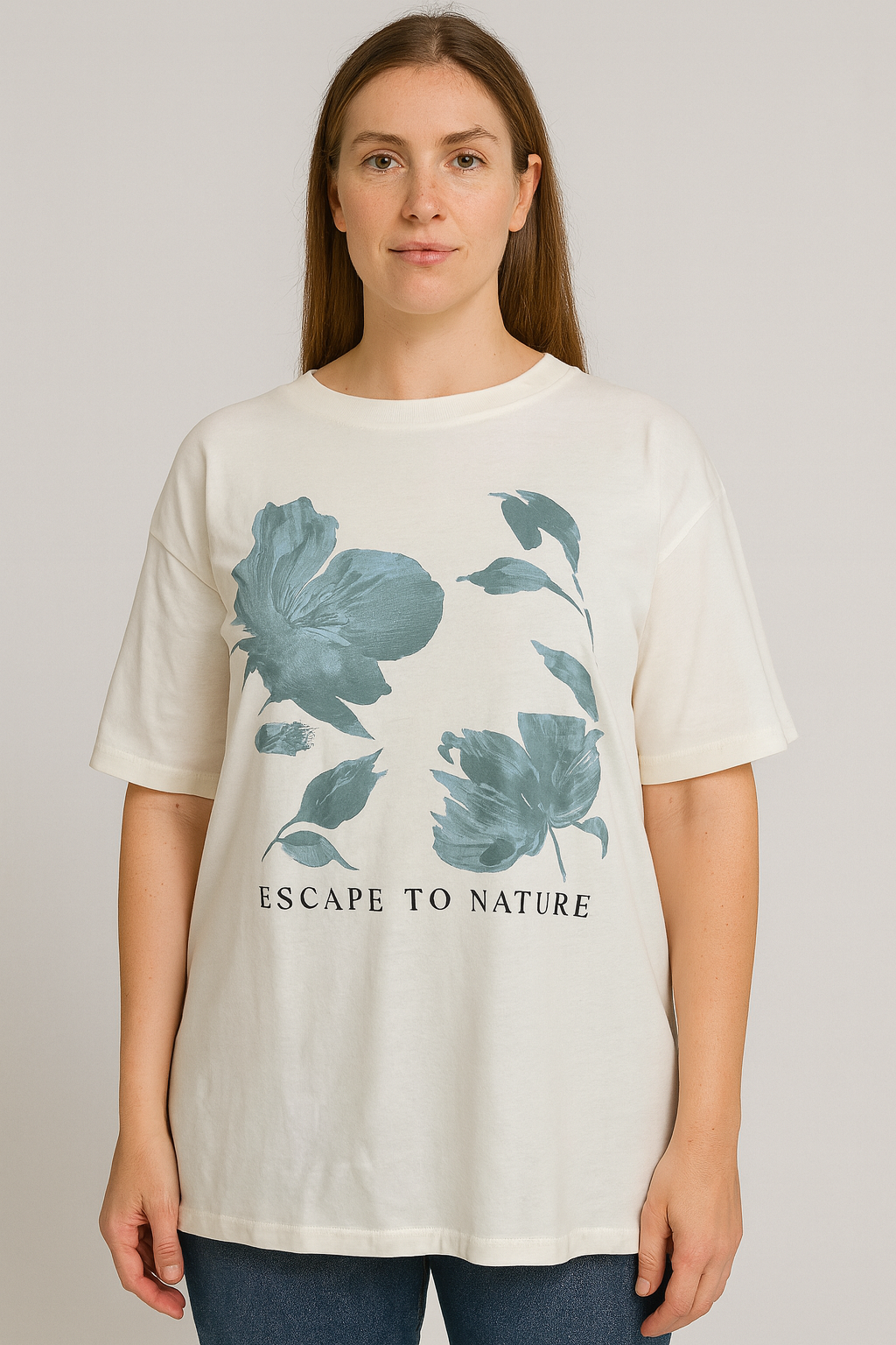 Camiseta Feminina Estampada “Escape to Nature” – Leveza e Inspiração para o Dia a Dia - Imagem 4