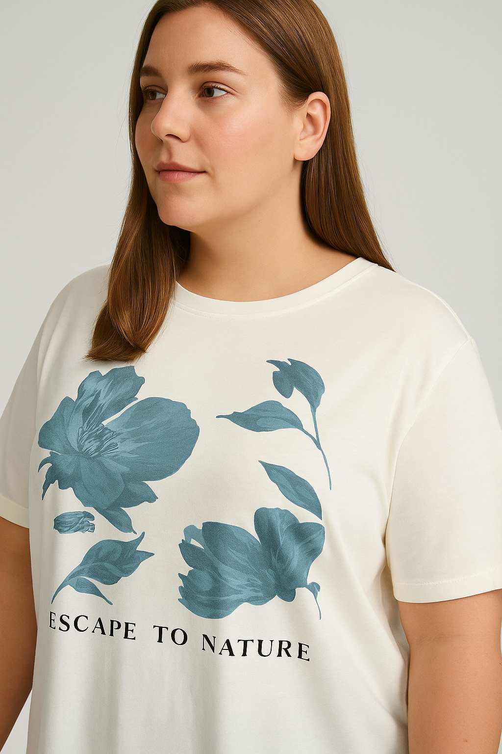 Camiseta Feminina Estampada “Escape to Nature” – Leveza e Inspiração para o Dia a Dia - Imagem 2