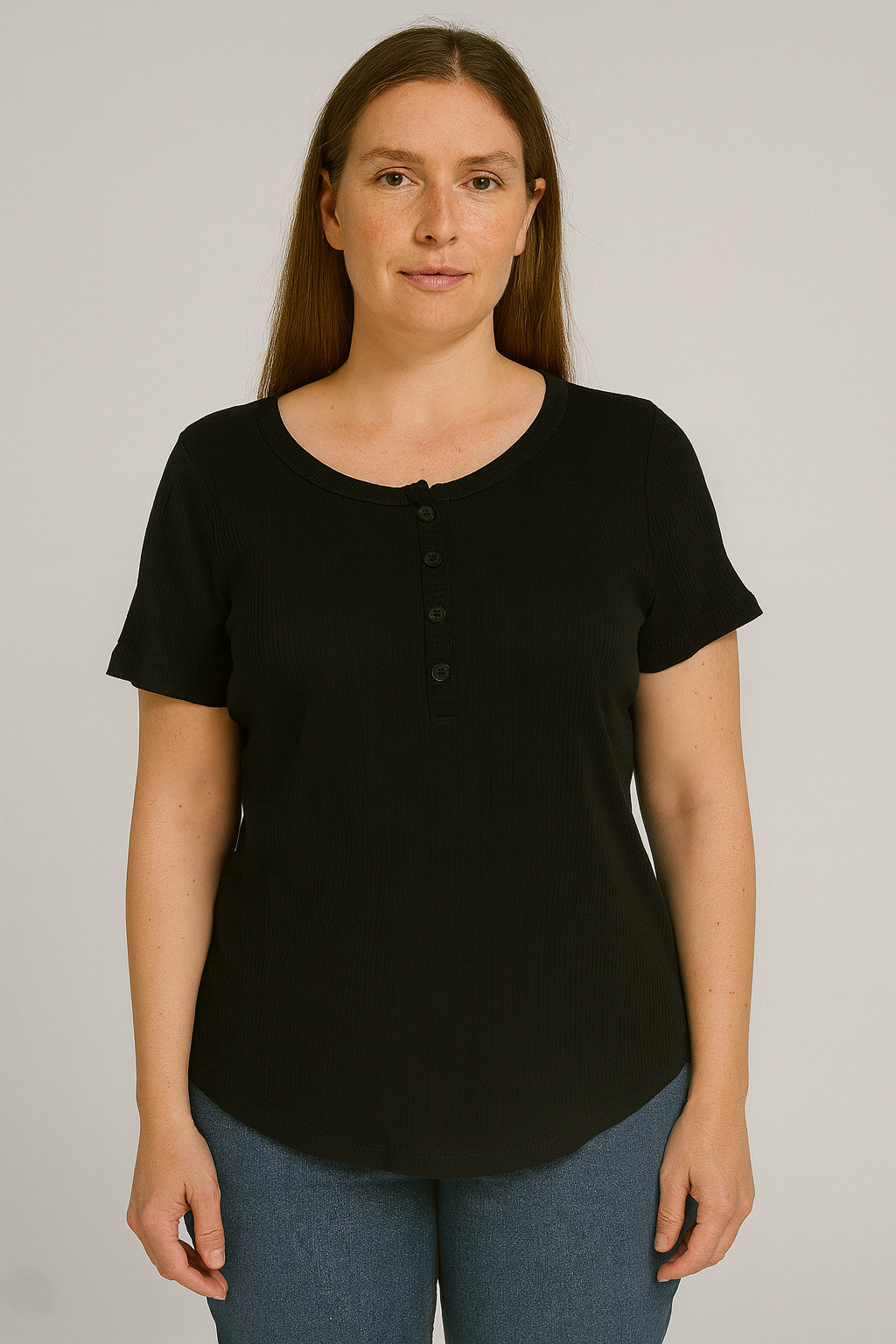 Blusa Feminina Preta Canelada com Botões – Conforto e Estilo para o Dia a Dia - Imagem 4