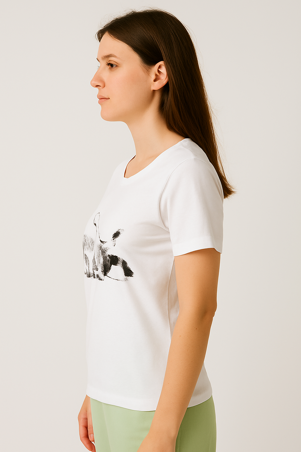 Camiseta Feminina Estampa Gato deitado – Conforto e estilo para o seu dia a dia - Imagem 3