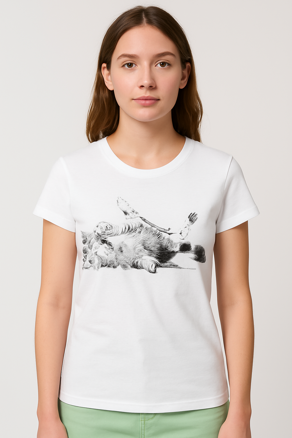 Camiseta Feminina Estampa Gato deitado – Conforto e estilo para o seu dia a dia - Imagem 2