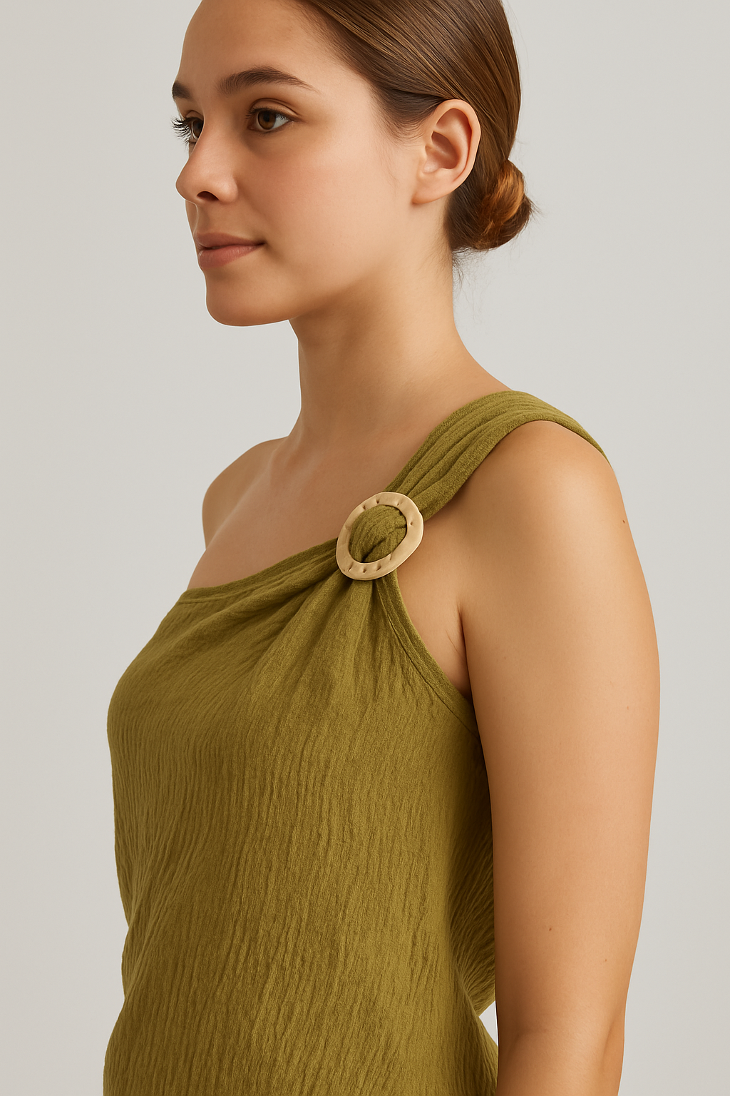 Blusa Verde Oliva Um Ombro Só - Imagem 3