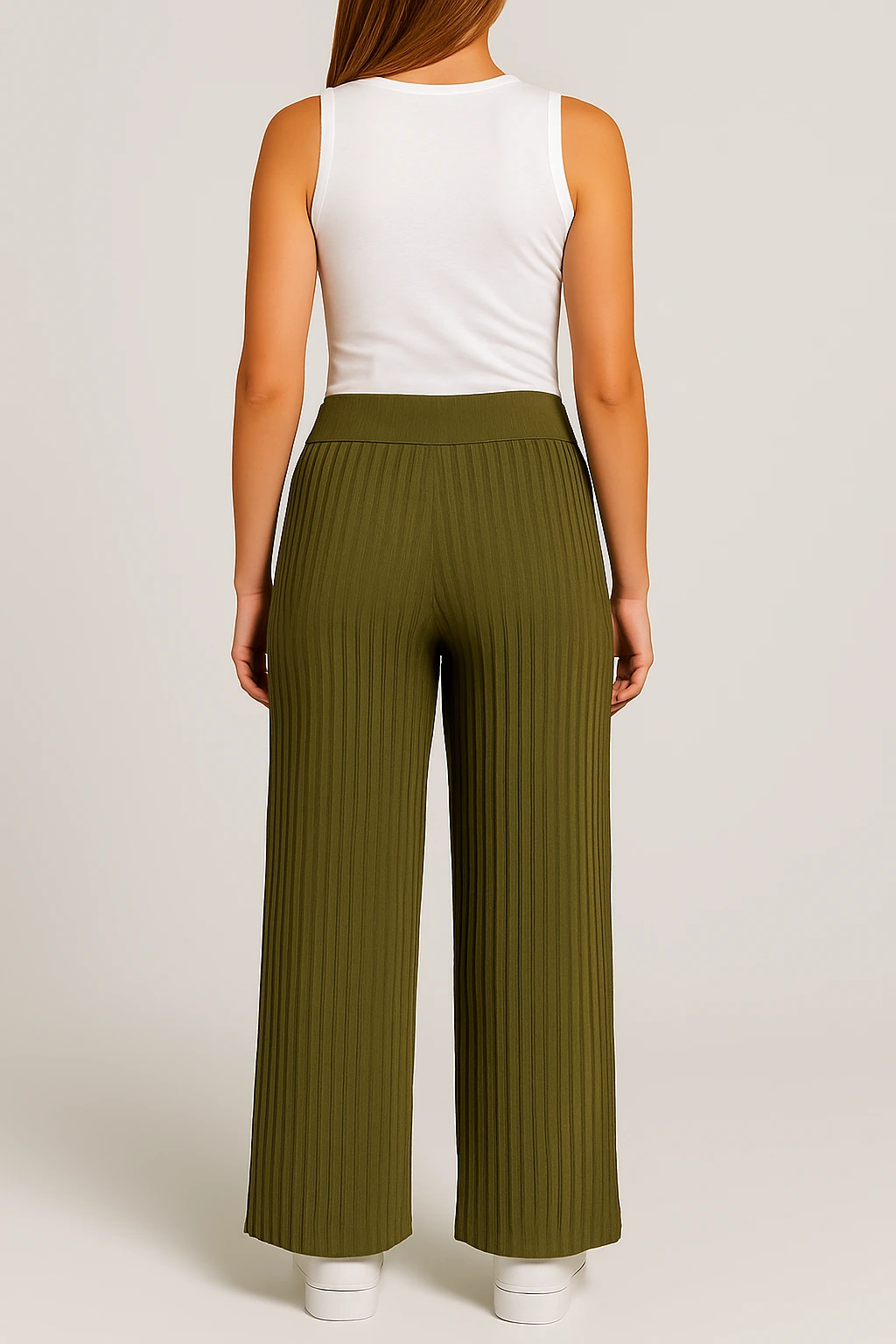 Calça Pantalona Verde Plissada - Imagem 4
