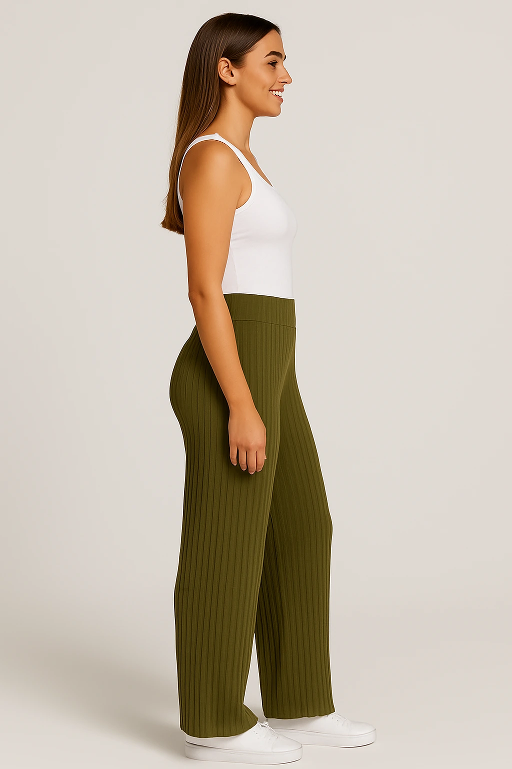 Calça Pantalona Verde Plissada - Imagem 3