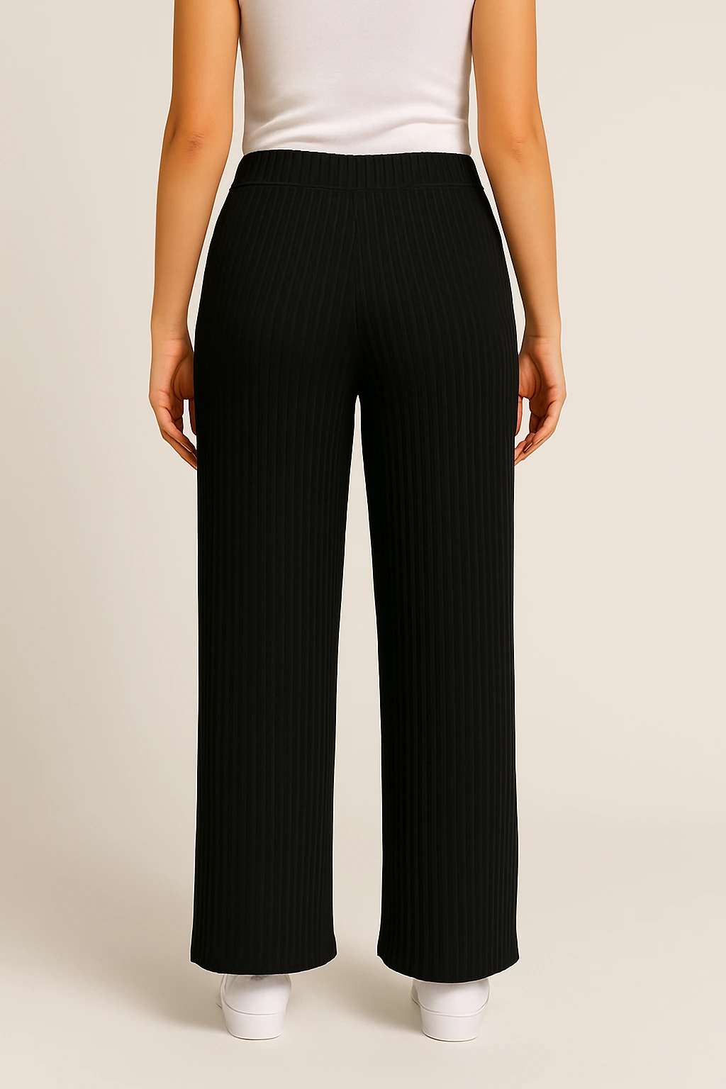 Calça Pantalona Canelada Preta - Imagem 4