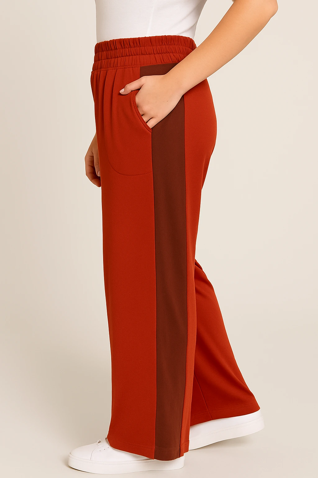 Calça Pantalona Vermelha com Detalhe Lateral - Imagem 3