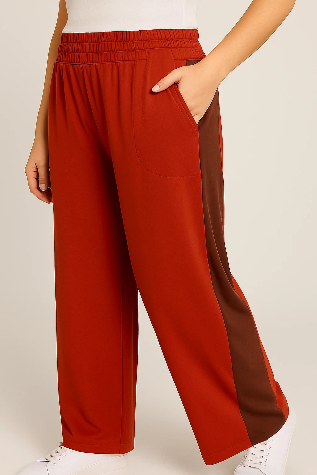 Calça Pantalona Vermelha com Detalhe Lateral - Imagem 2